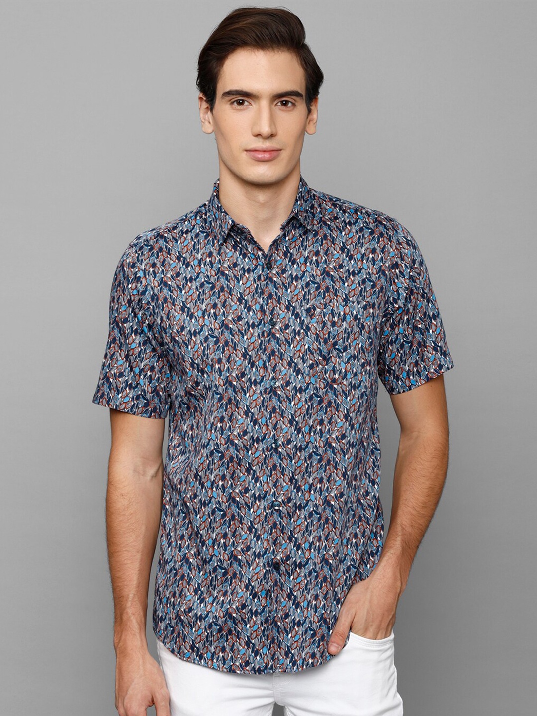 

Allen Solly Men Slim Fit Printed Casual Cotton Shirt, Blue