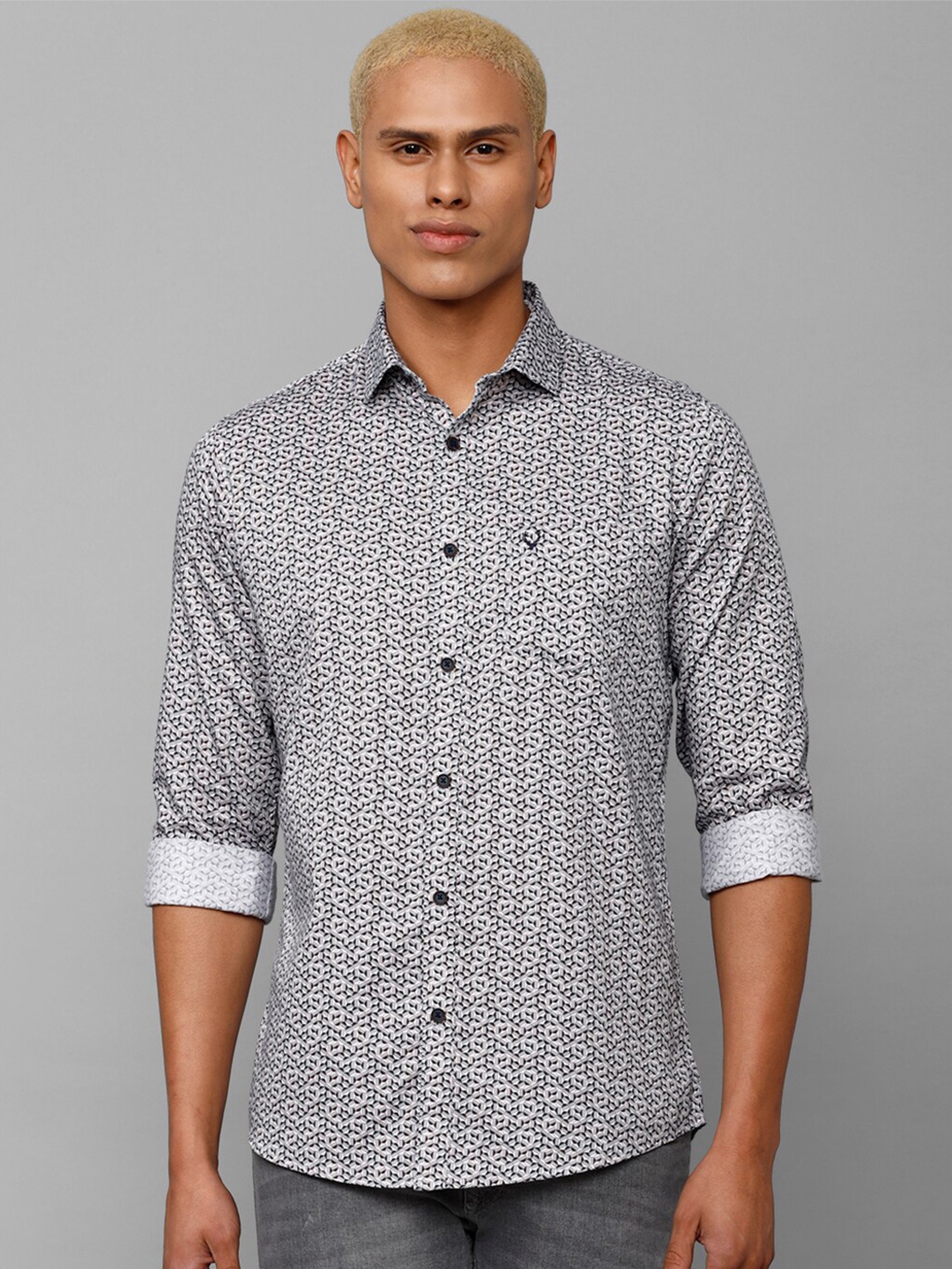 

Allen Solly Men Slim Fit Printed Pure Cotton Casual Shirt, Grey