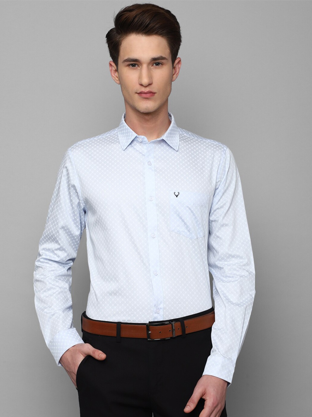 

Allen Solly Men Slim Fit Printed Formal Cotton Shirt, Blue
