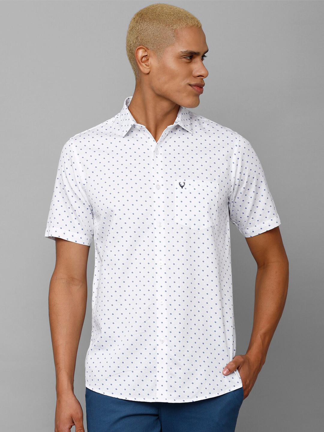 

Allen Solly Men White Slim Fit Printed Casual Cotton Shirt