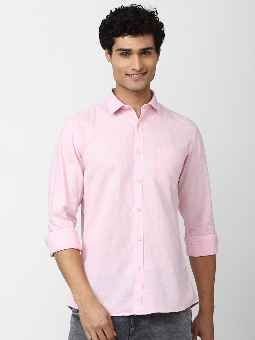 

Peter England Casuals Men Slim Fit Casual Cotton Shirt, Pink