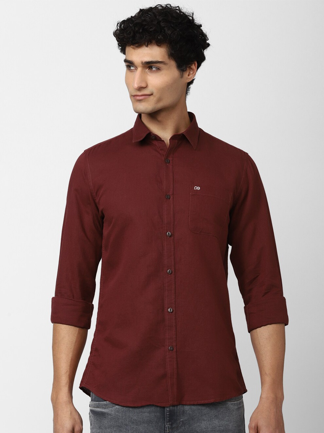 

Peter England Casuals Men Slim Fit Casual Cotton Shirt, Maroon
