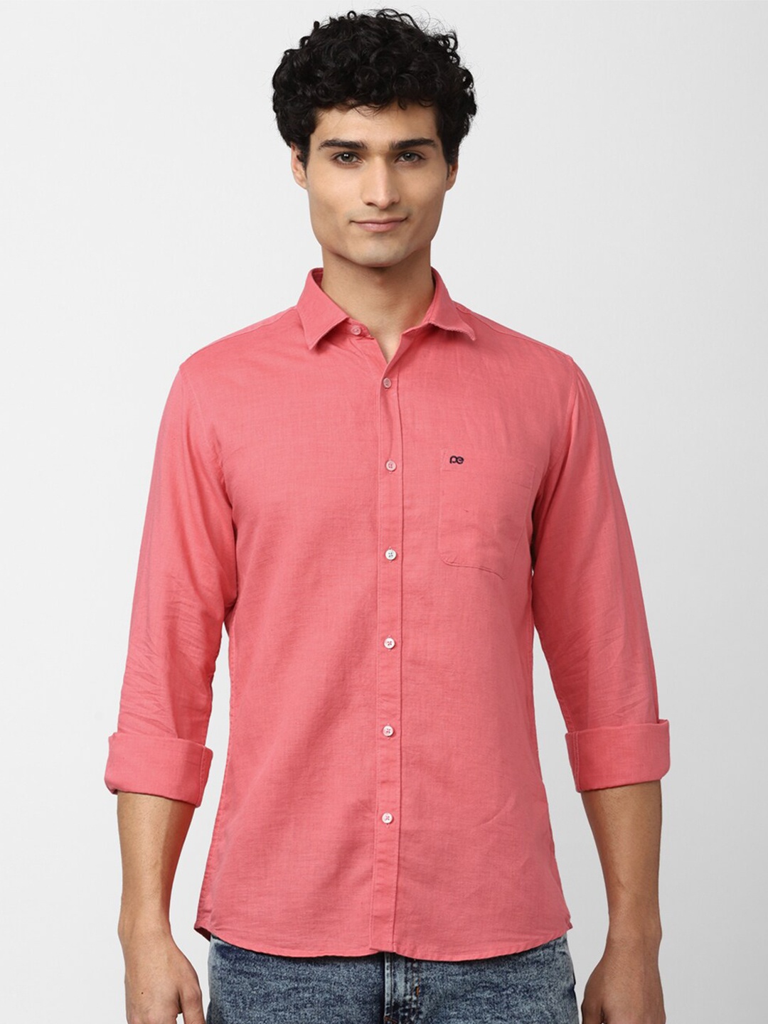 

Peter England Casuals Men Slim Fit Casual Cotton Shirt, Pink