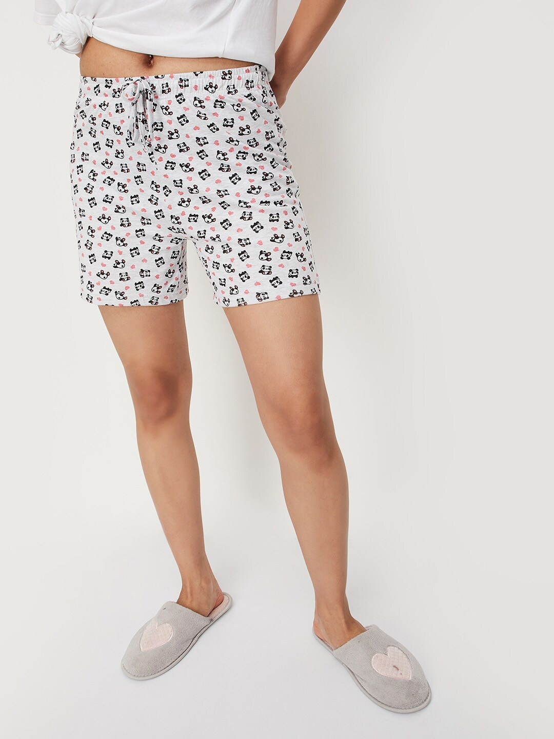 

max Women High-Rise Printed Lounge Shorts, Grey