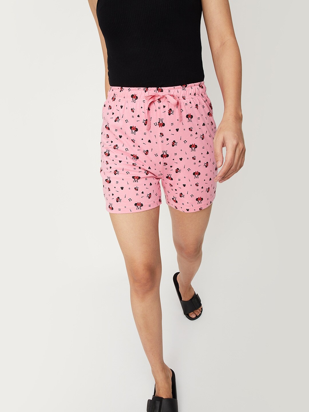 

max Women Printed Pure Cotton Lounge Shorts, Pink