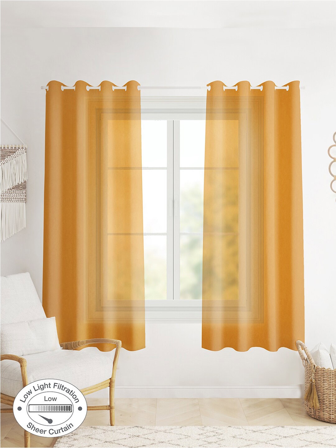 

HomeTown Mustard Set of 2 Sheer Window Curtain