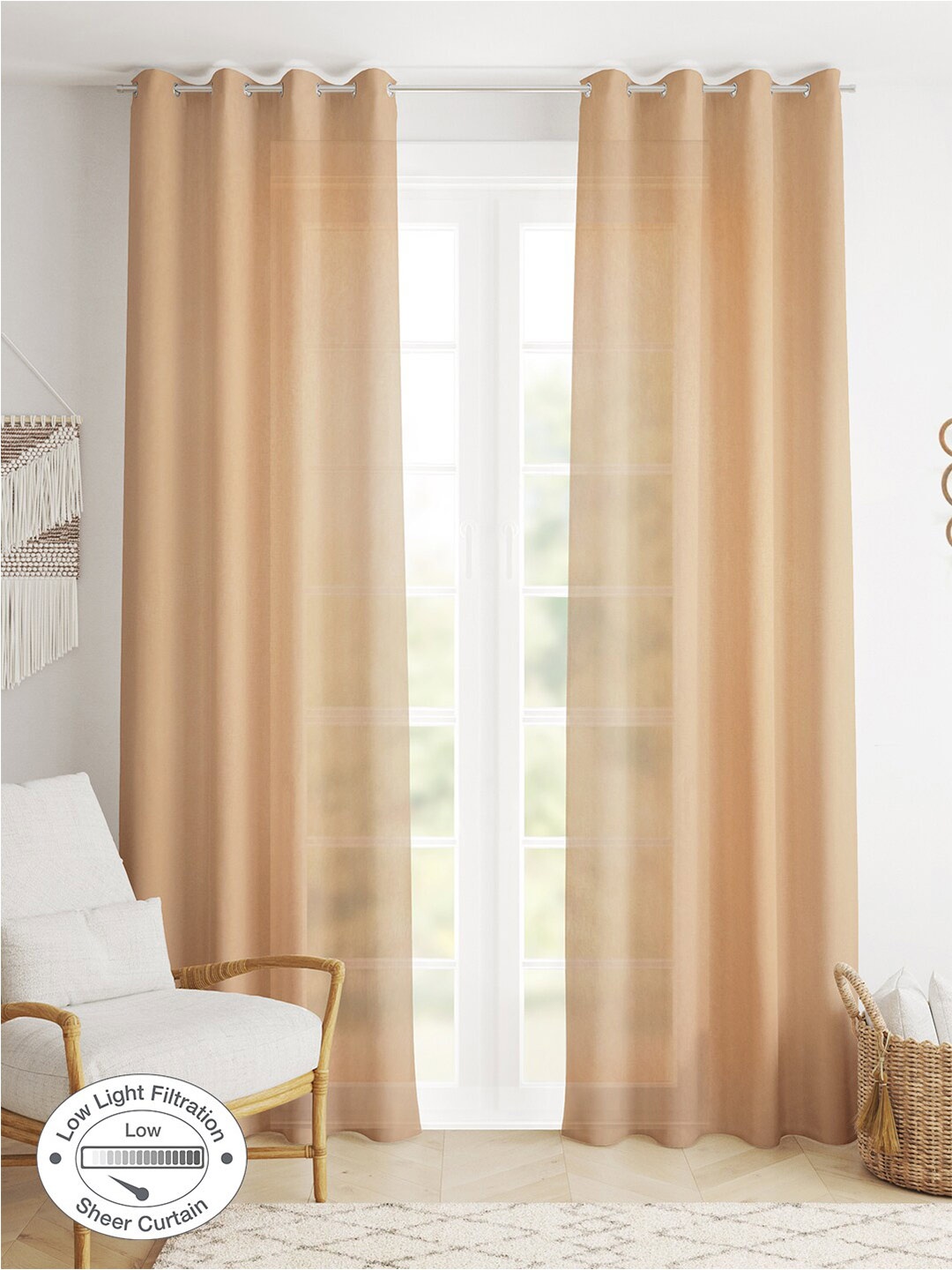 

HomeTown Beige Set of 2 Sheer Door Curtain