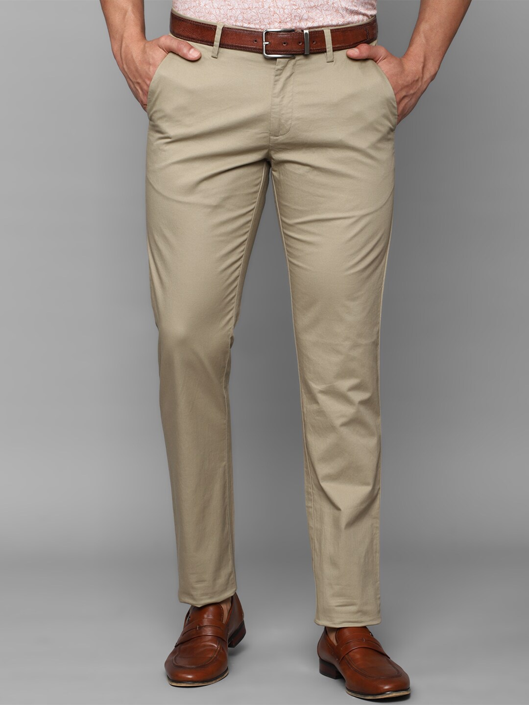 

Allen Solly Men Slim Fit Formal Trousers, Khaki