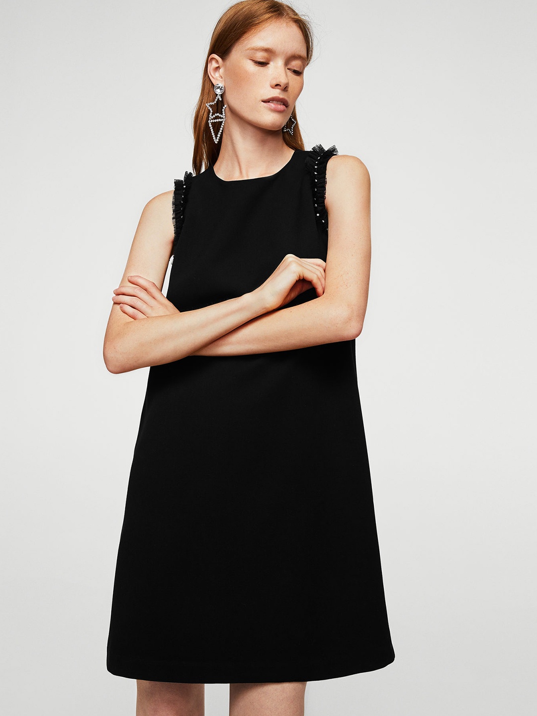 

MANGO Women Black Solid A-Line Dress