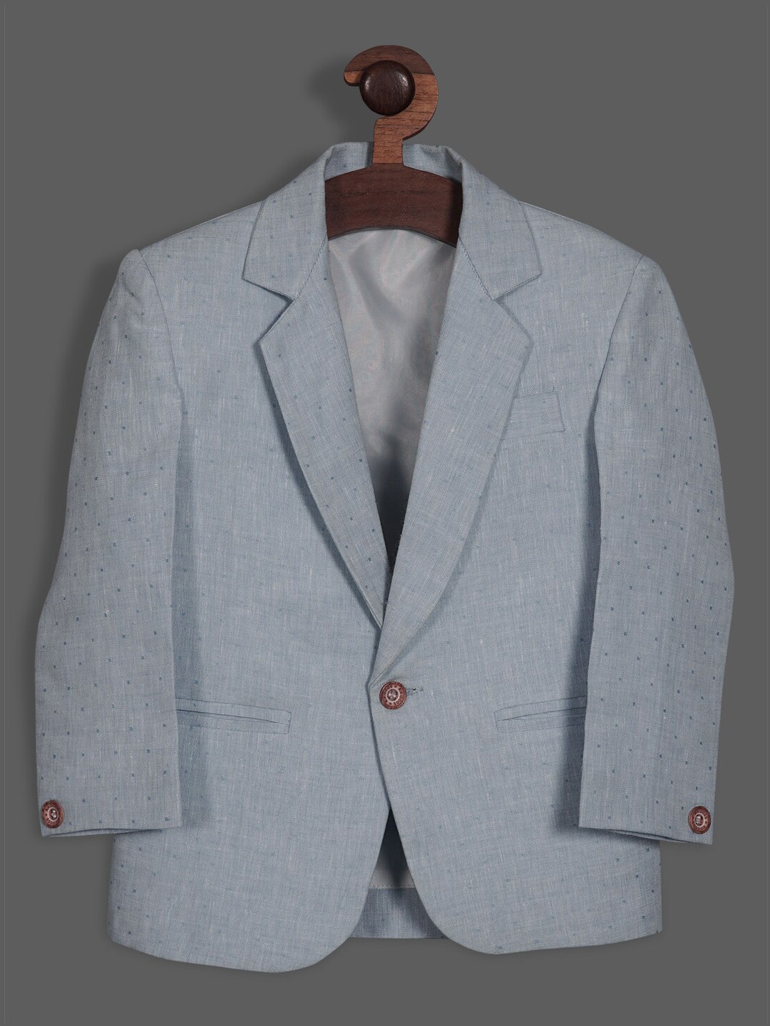 

RIKIDOOS Boys Self-Design Single-Breasted Cotton Comfort-Fit Blazers, Blue