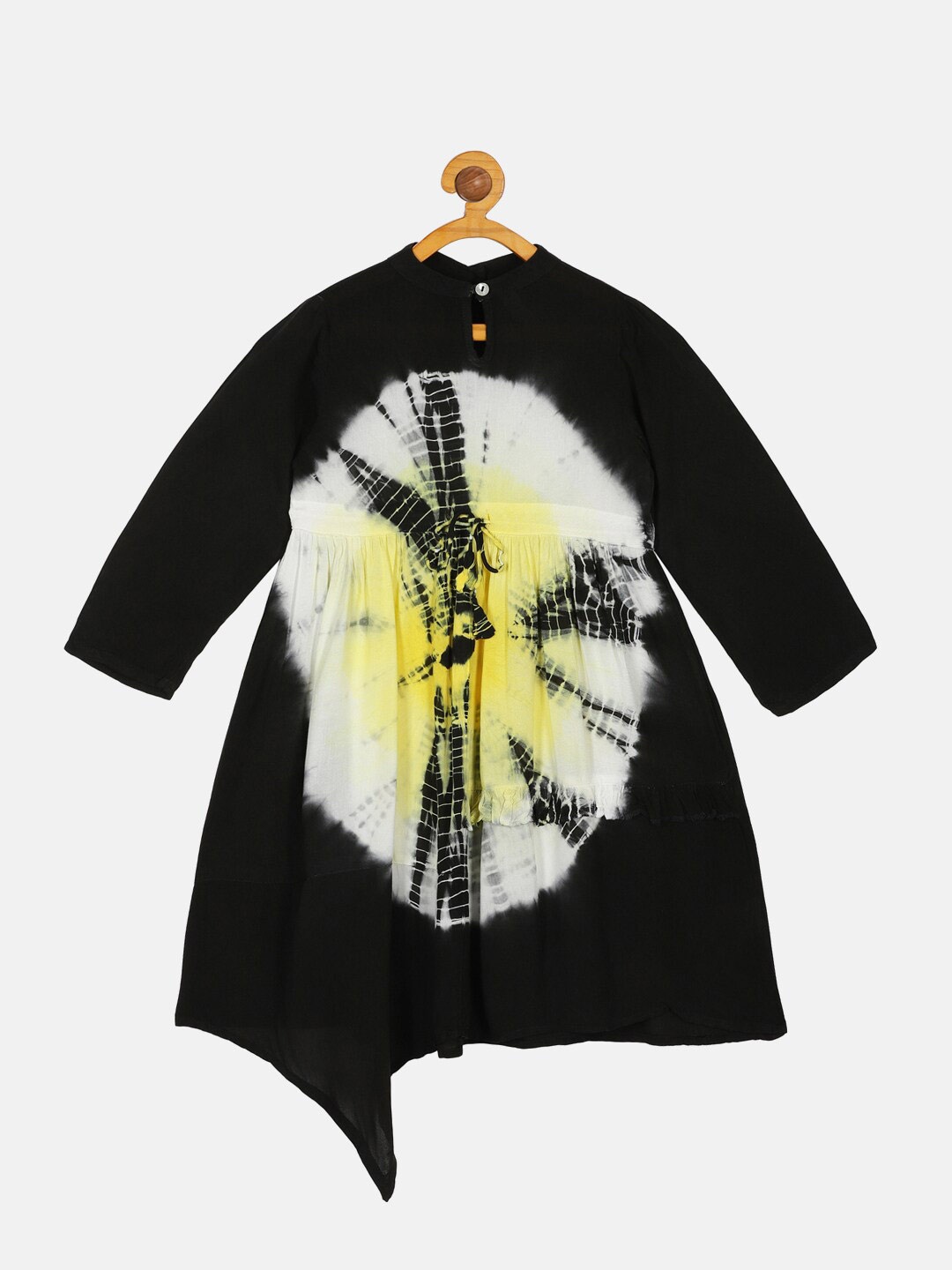 

KiddoPanti Girls Tie and Dye Dyed A-Line Dress, Yellow