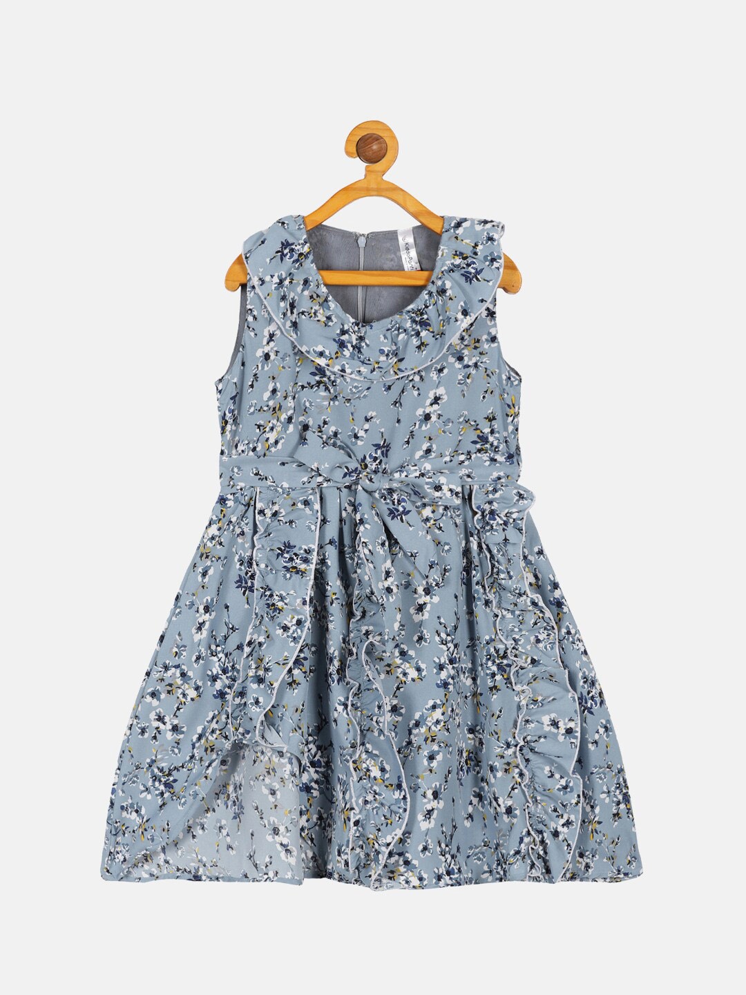 

KiddoPanti Girls Floral Printed Dress, Blue