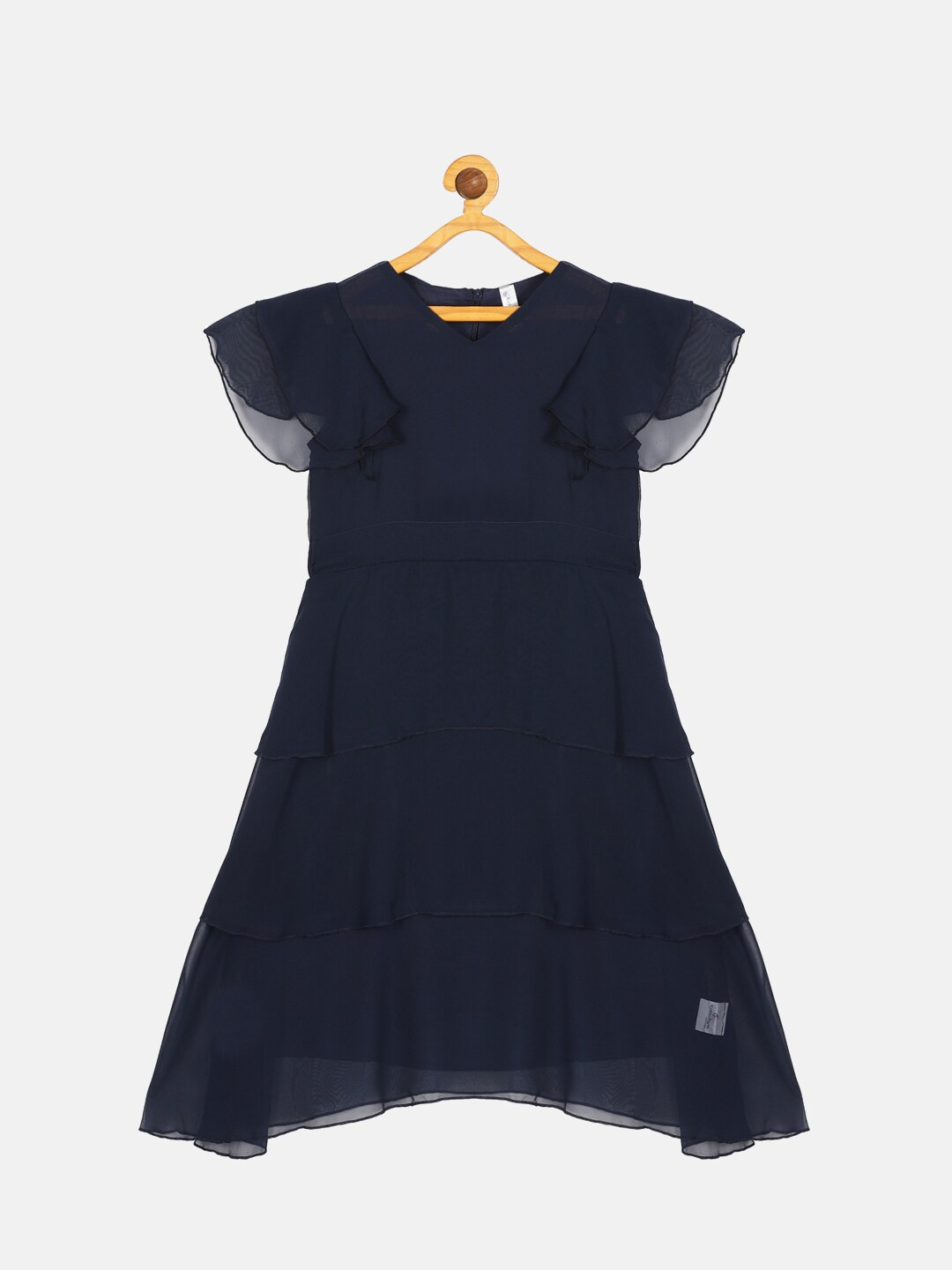 

KiddoPanti Girls Georgette Dress, Navy blue