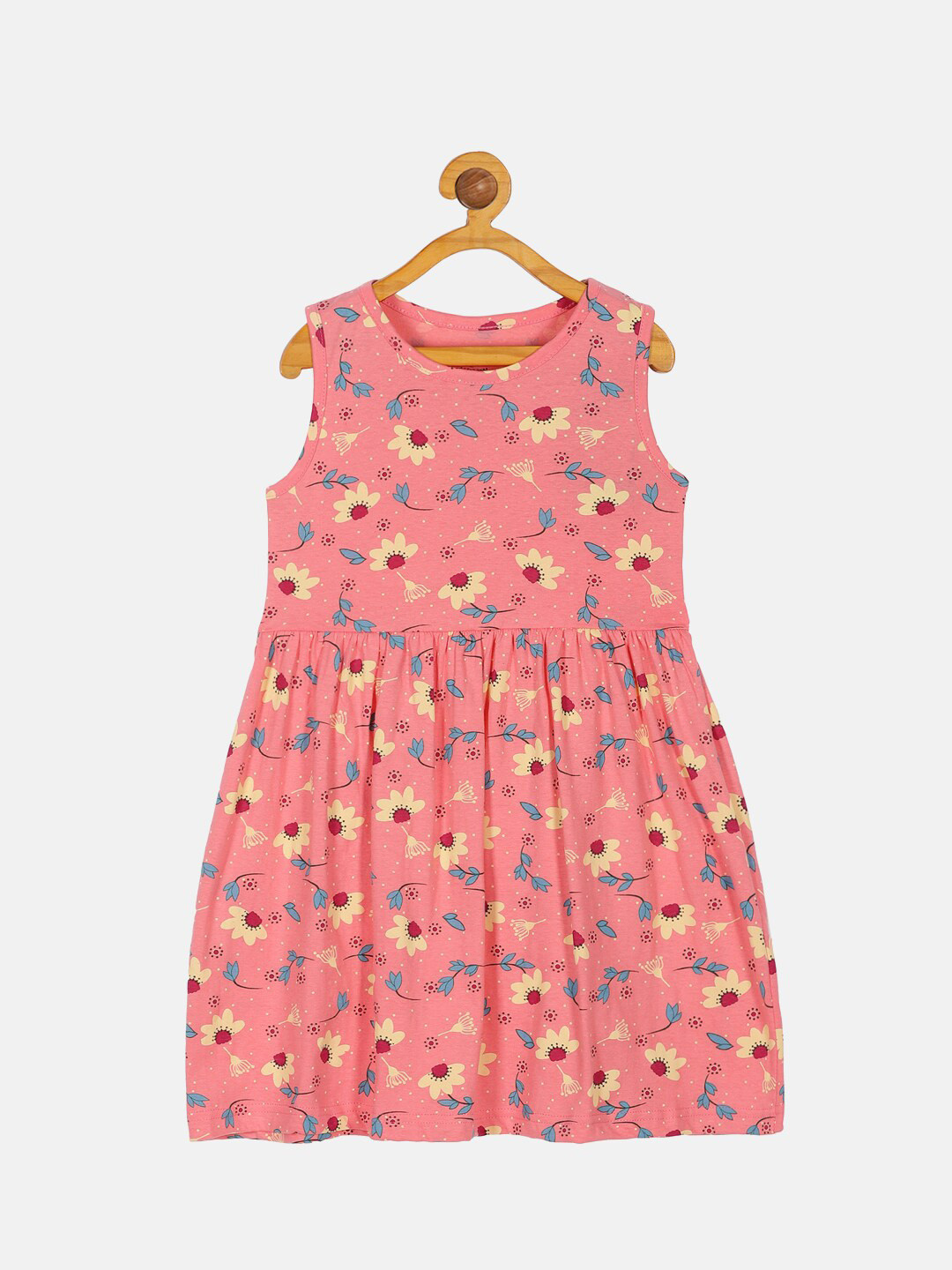 

KiddoPanti Floral A-Line Pure Cotton Dress, Peach