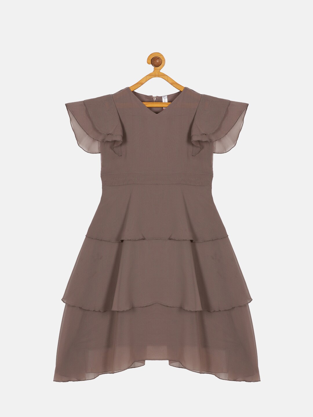 

KiddoPanti Kids V Neck Dress, Brown