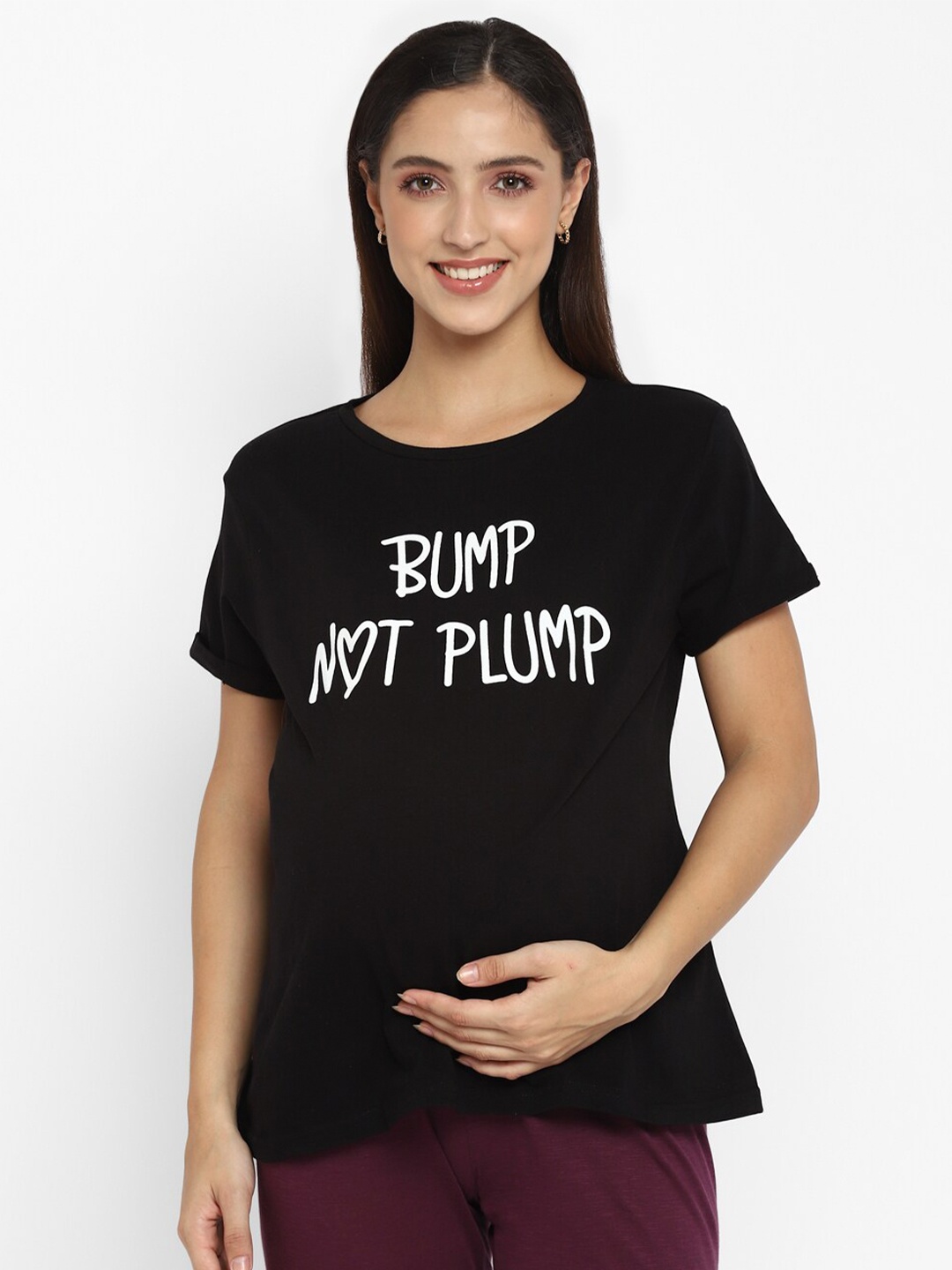 

Momsoon Maternity Typography Printed T-shirt, Black