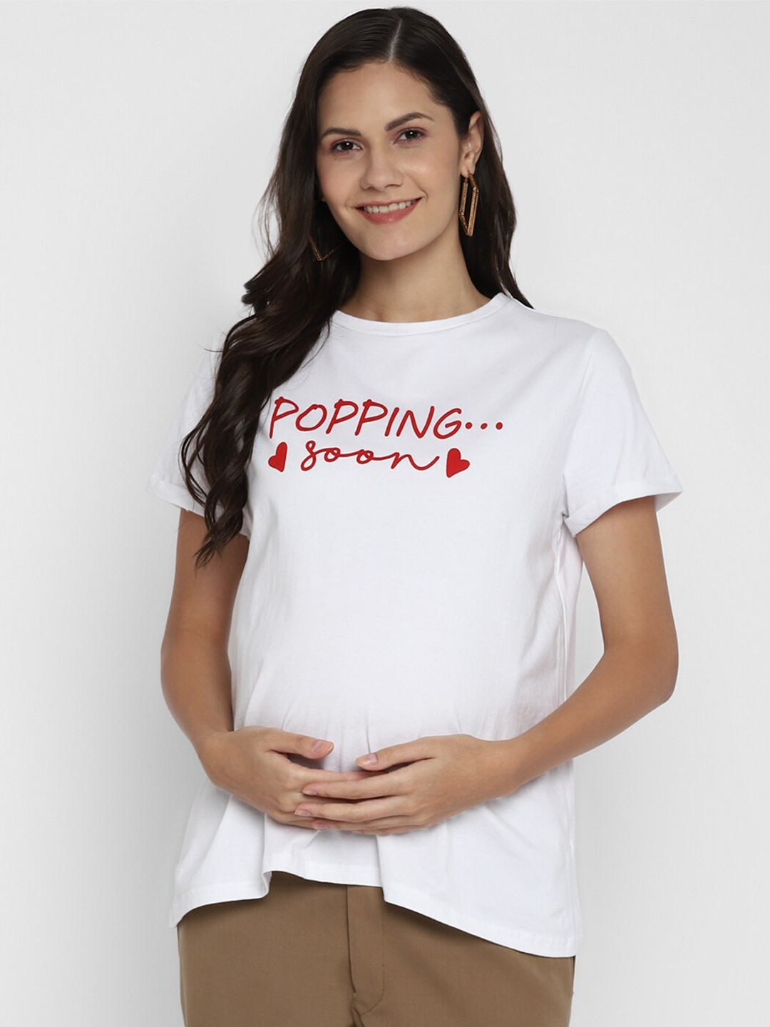 

Momsoon Maternity Women Typography Printed Maternity T-shirt, White