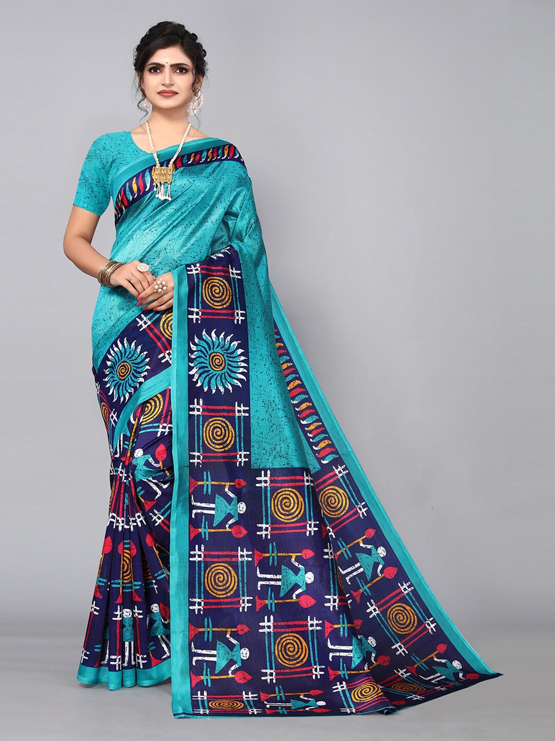 

KALINI Ethinic Motif Saree, Blue