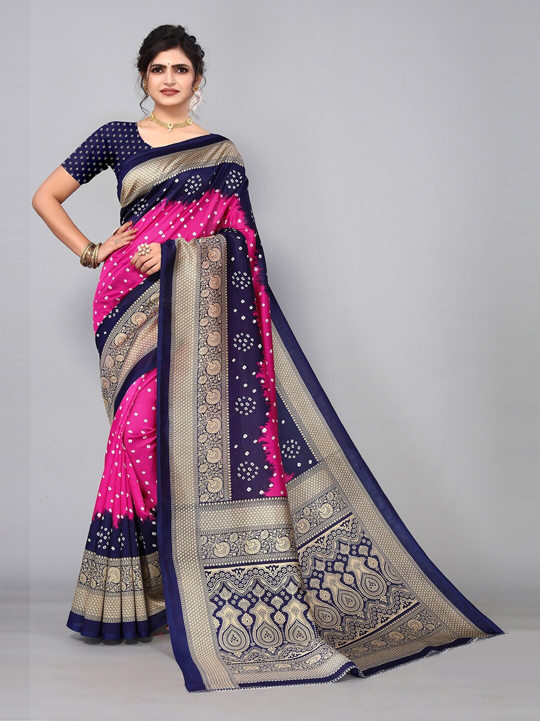 

KALINI Ethnic Motifs Printed Festive Saree, Pink