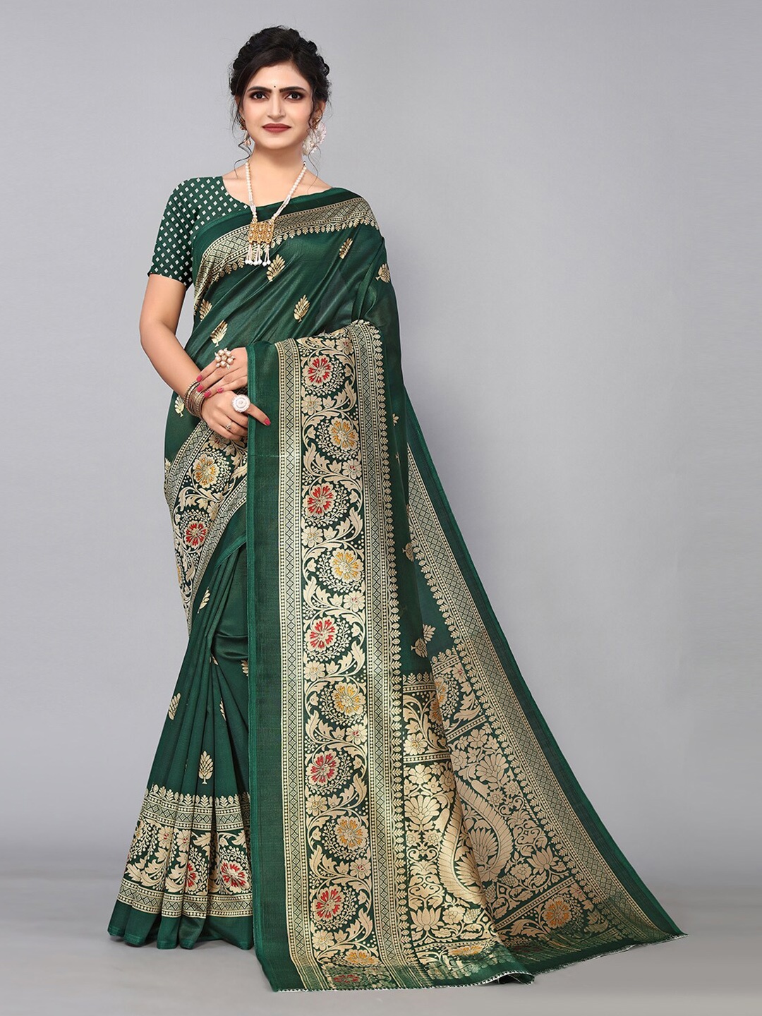 

KALINI Ethnic Motifs Saree, Green
