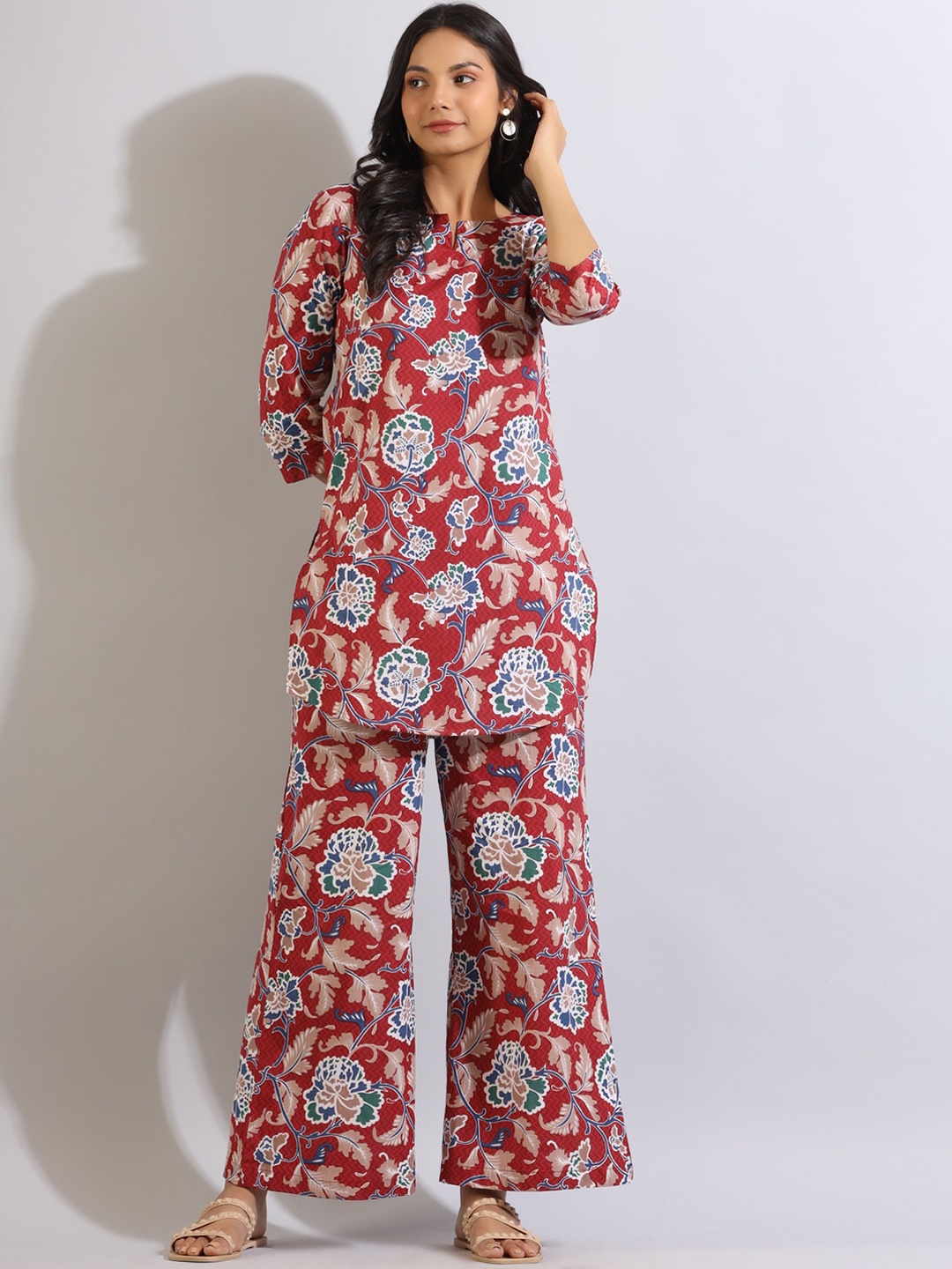 

JISORA Women Printed Pure Cotton Night suit, Pink