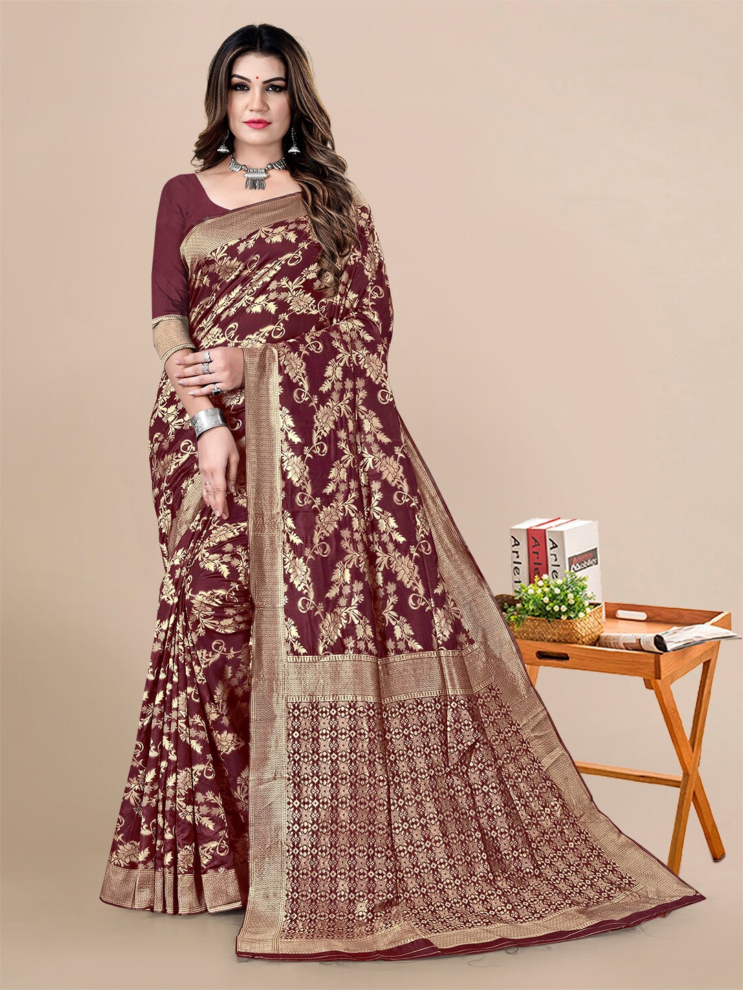 

Sidhidata Woven Design Zari Banarasi Saree, Brown