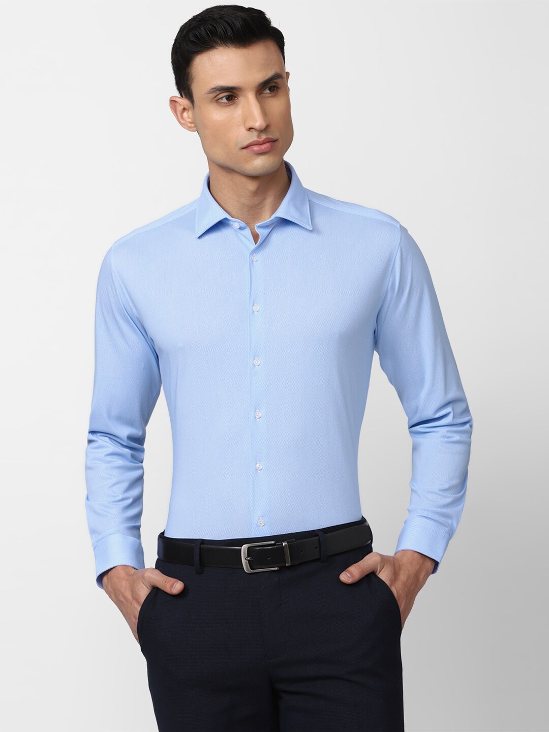 

Van Heusen Men Slim Fit Formal Cotton Shirt, Blue