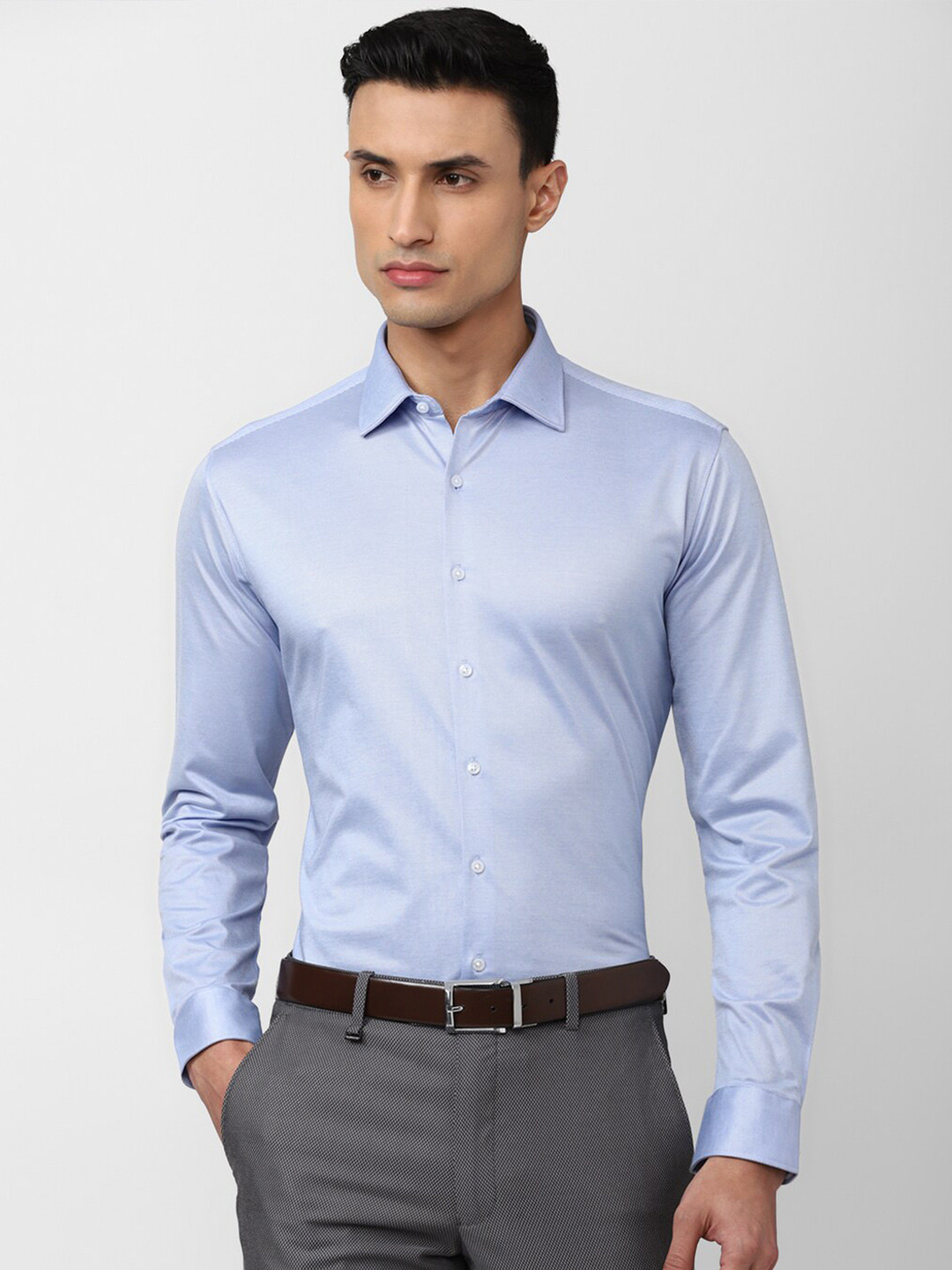 

Van Heusen Men Slim Fit Formal Cotton Shirt, Blue