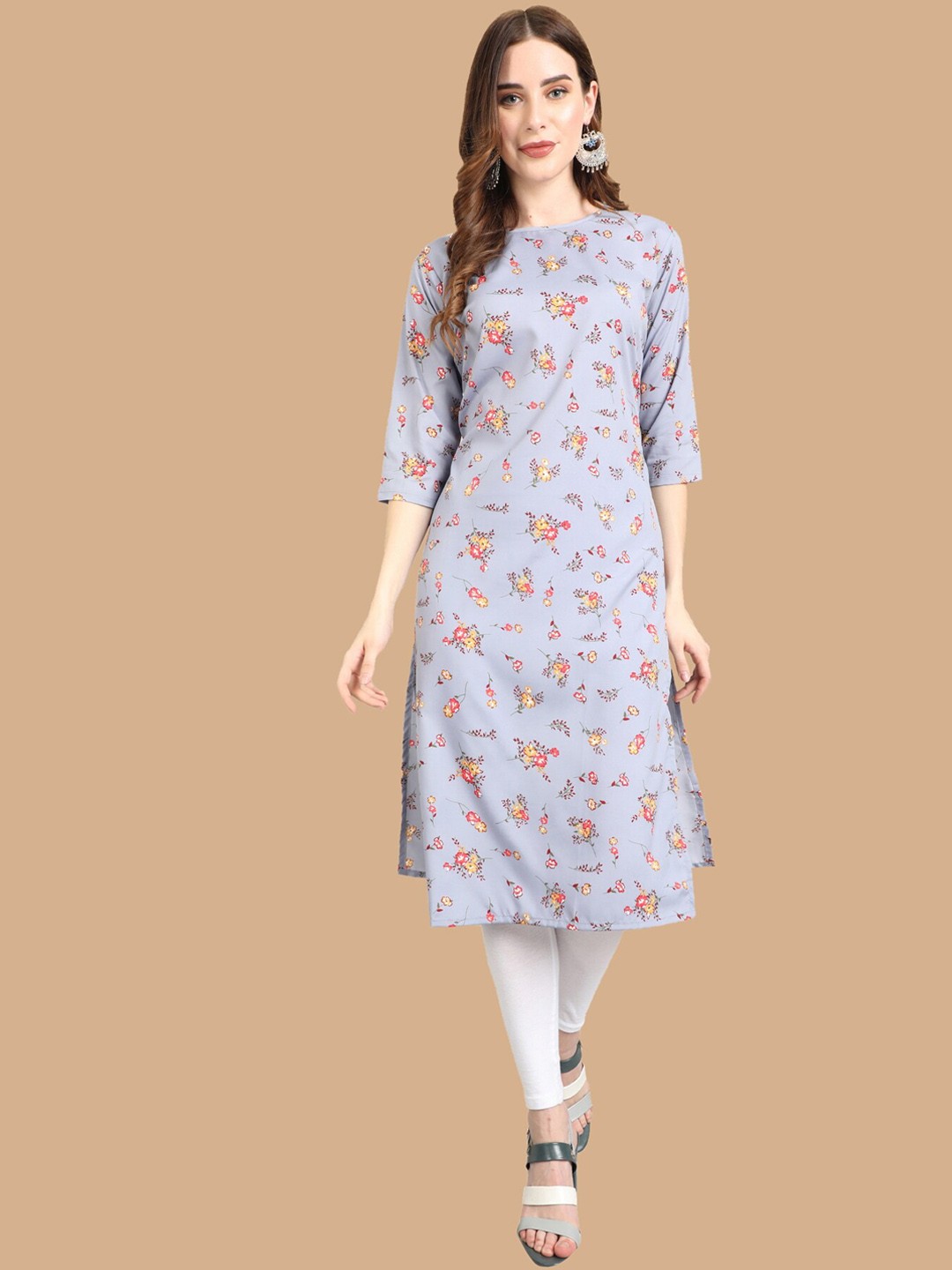 

KALINI Floral Printed Kurta, Blue