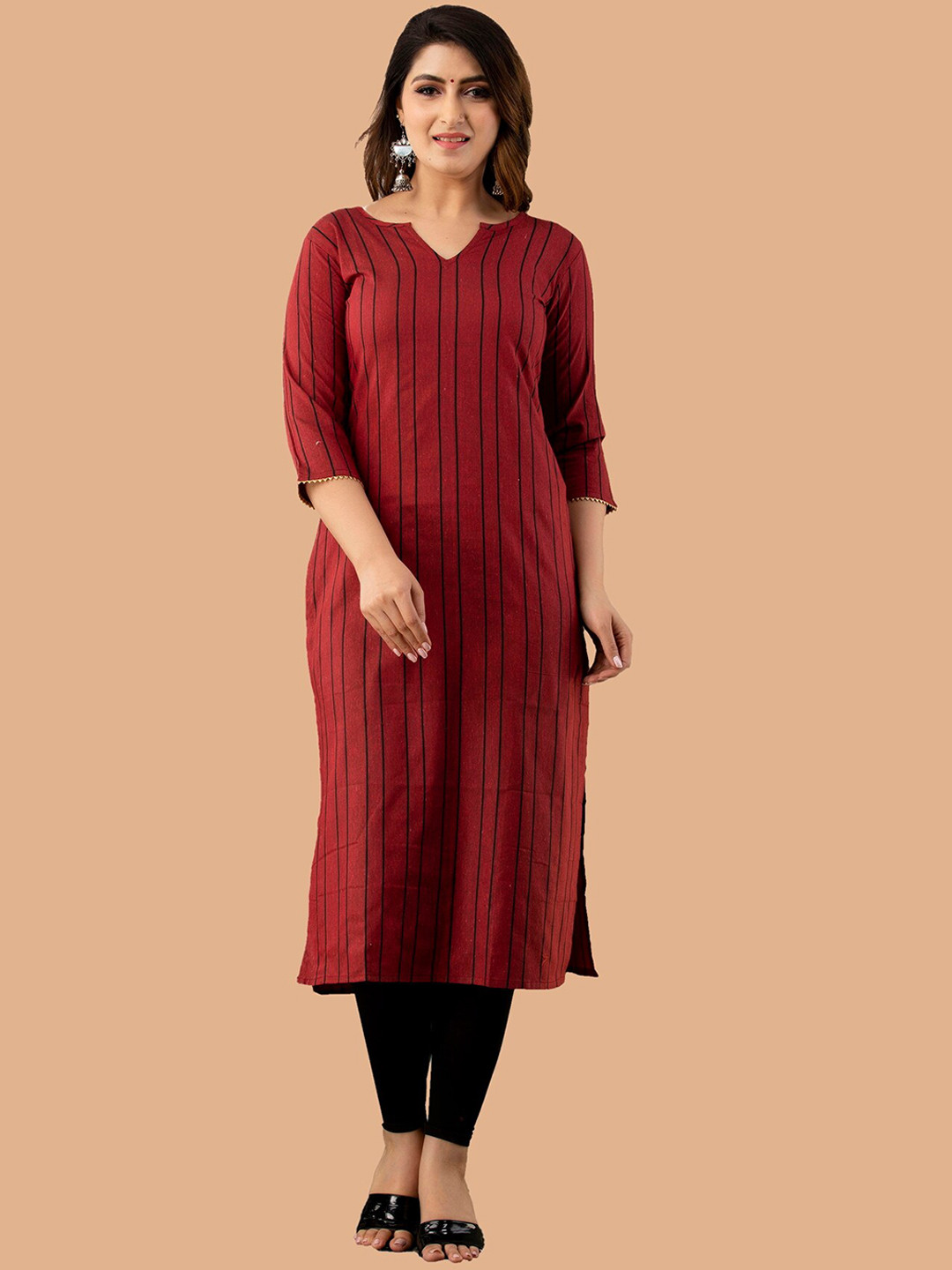 

KALINI Striped Kurta, Maroon