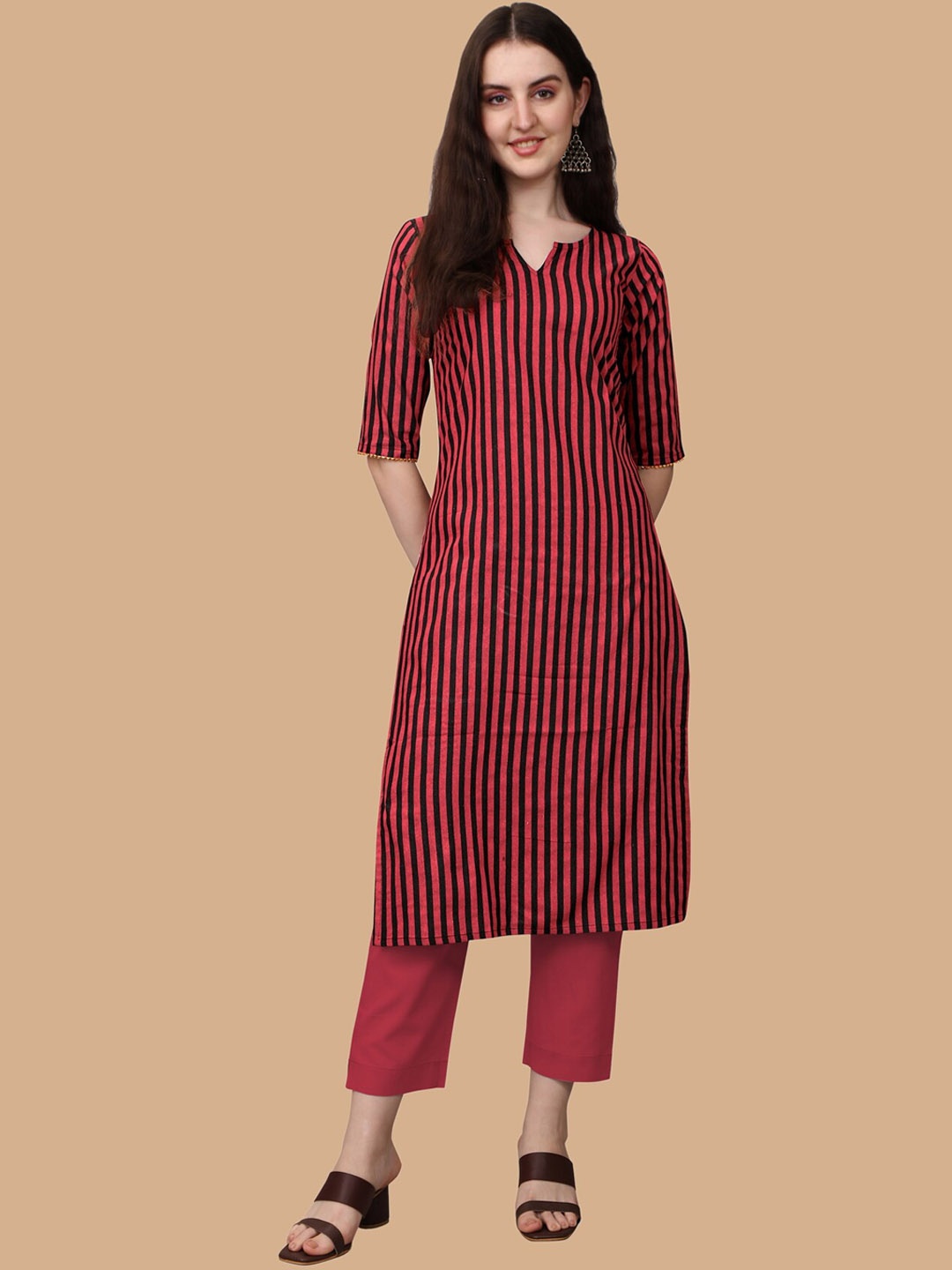 

KALINI Striped Kurta, Red