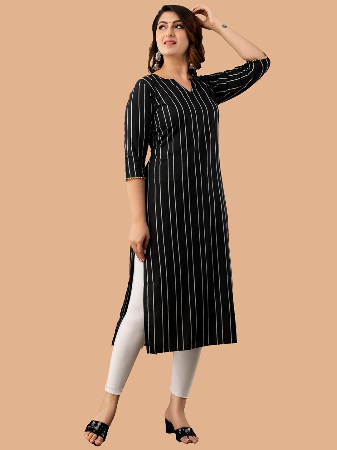 

KALINI Striped Kurta, Black