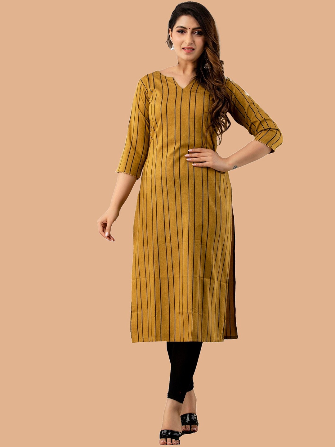 

KALINI Striped Kurta, Mustard