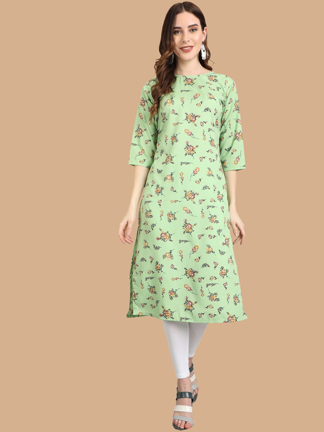 

KALINI Women Floral Printed Crepe Kurta, Green