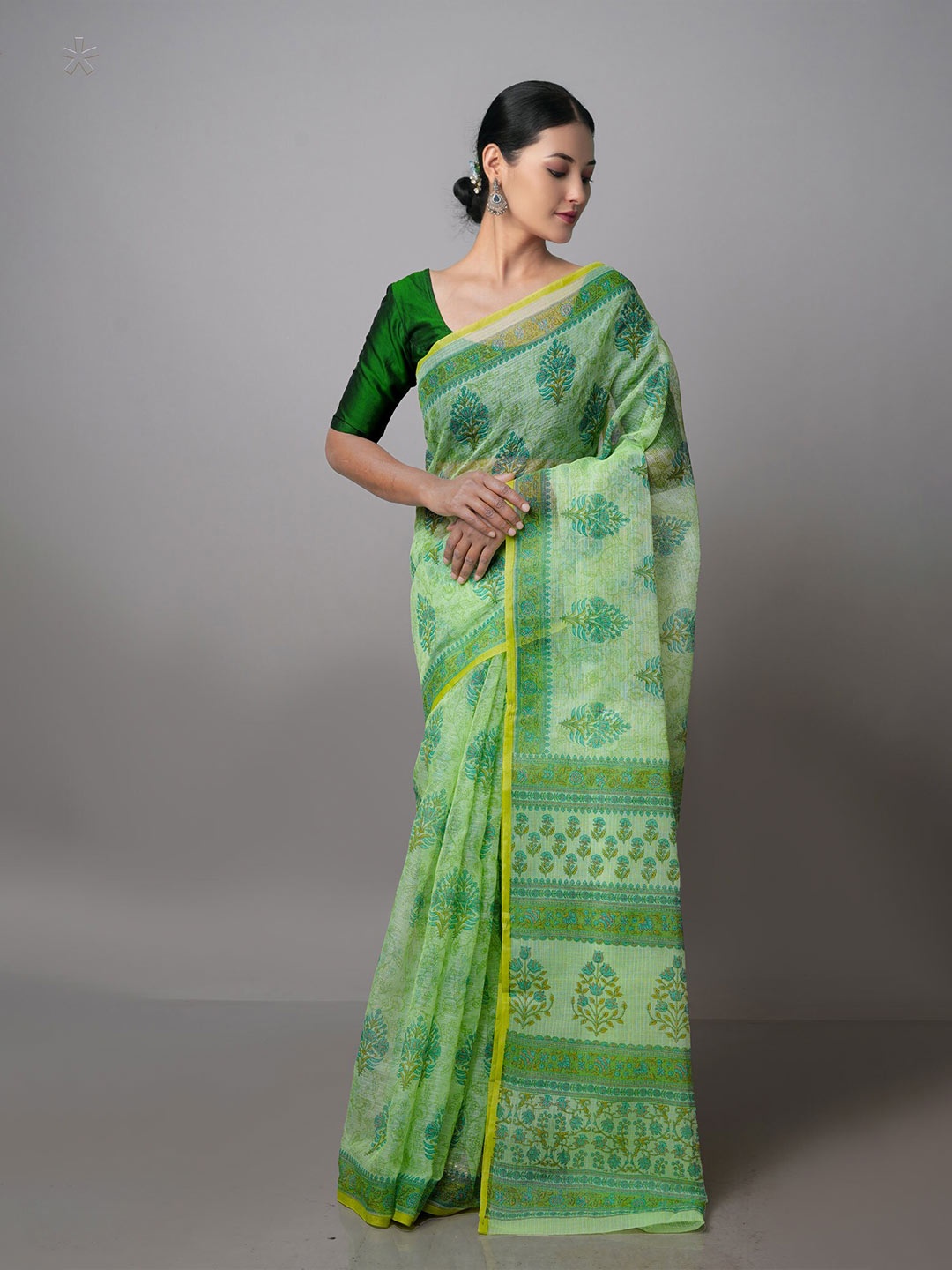 

Unnati Silks Floral Pure Cotton Kota Saree, Green