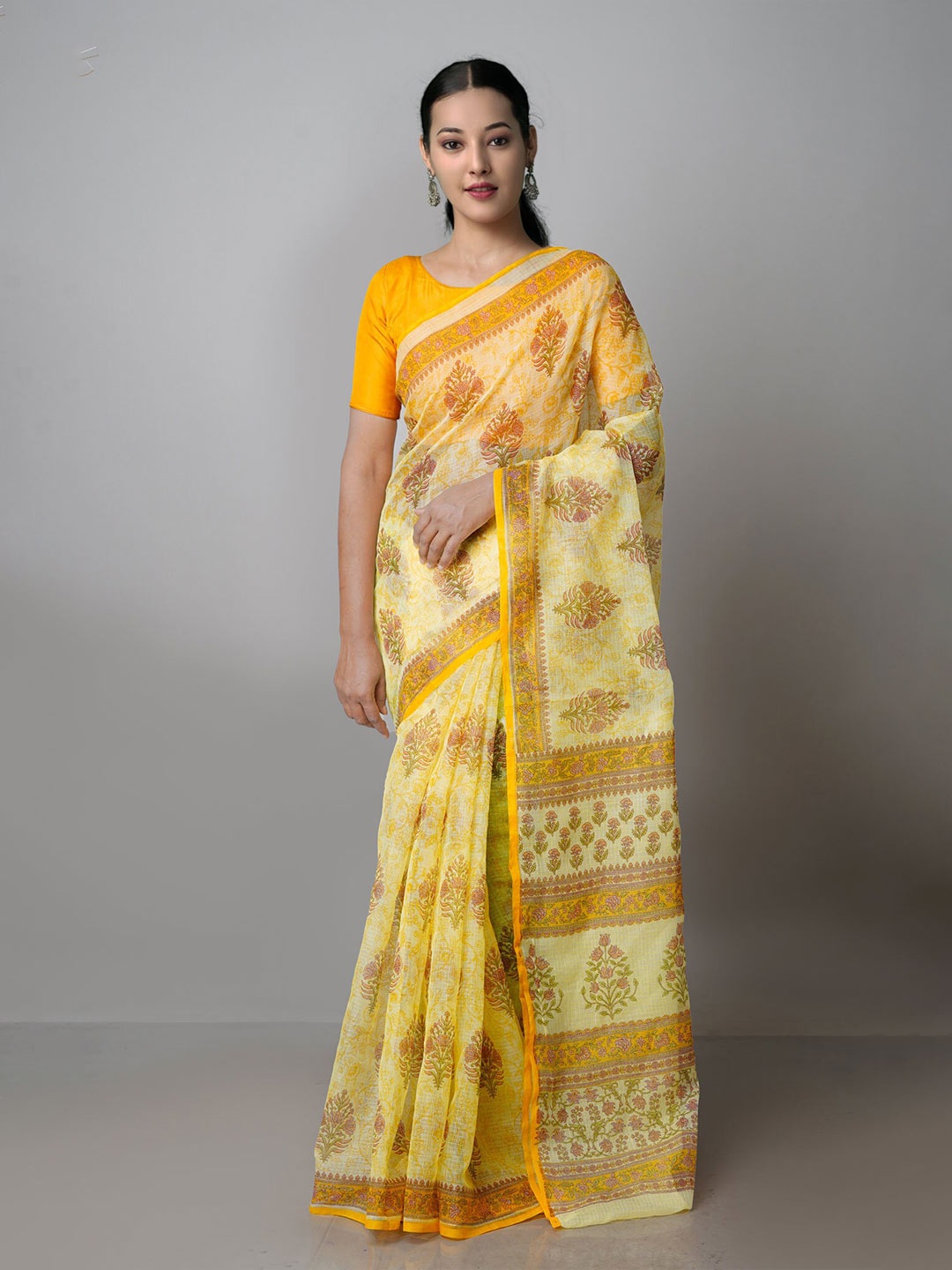 

Unnati Silks Floral Pure Cotton Kota Saree, Yellow