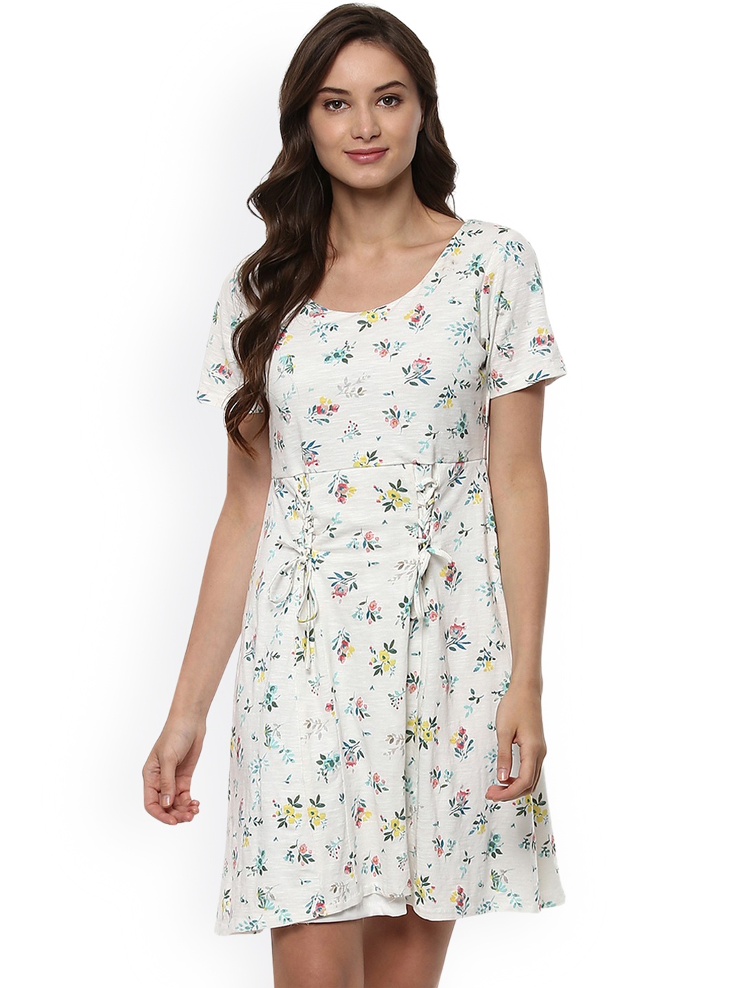 

Zima Leto Women Off-White Printed A-Line Dress