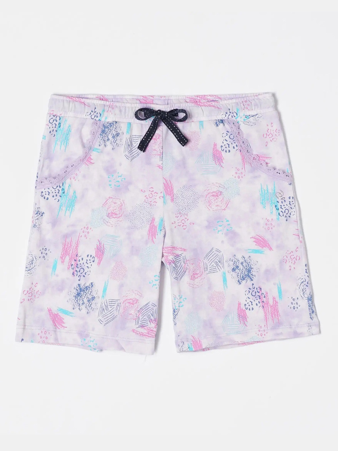 

Jockey Girls Super Combed Cotton Relaxed Printed Shorts With Comfortable Waistband-RG03, Purple