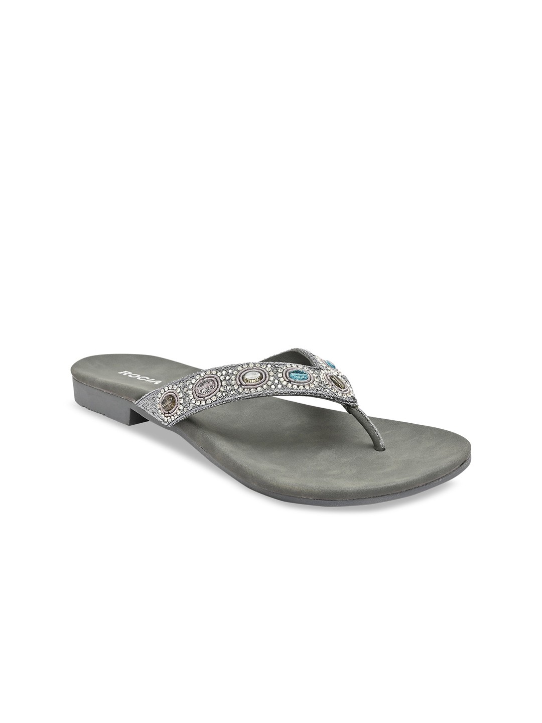 

Rocia Women Embellished Ethnic Open Toe Flats, Grey