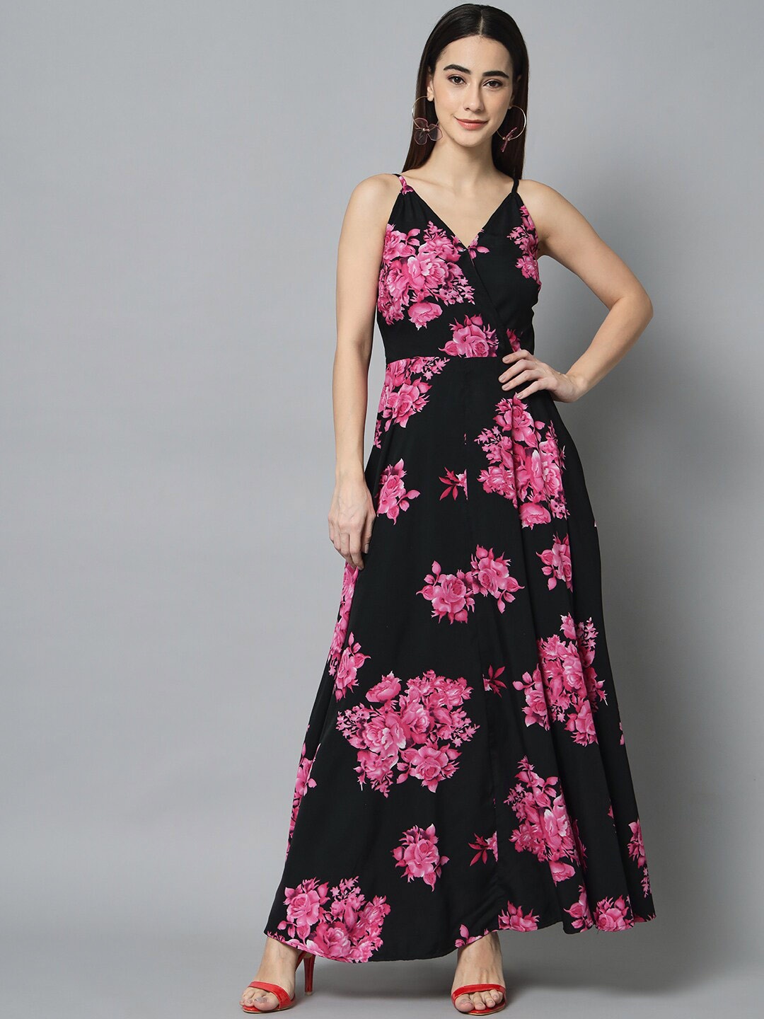 

emeros Floral Printed Maxi Dress, Black