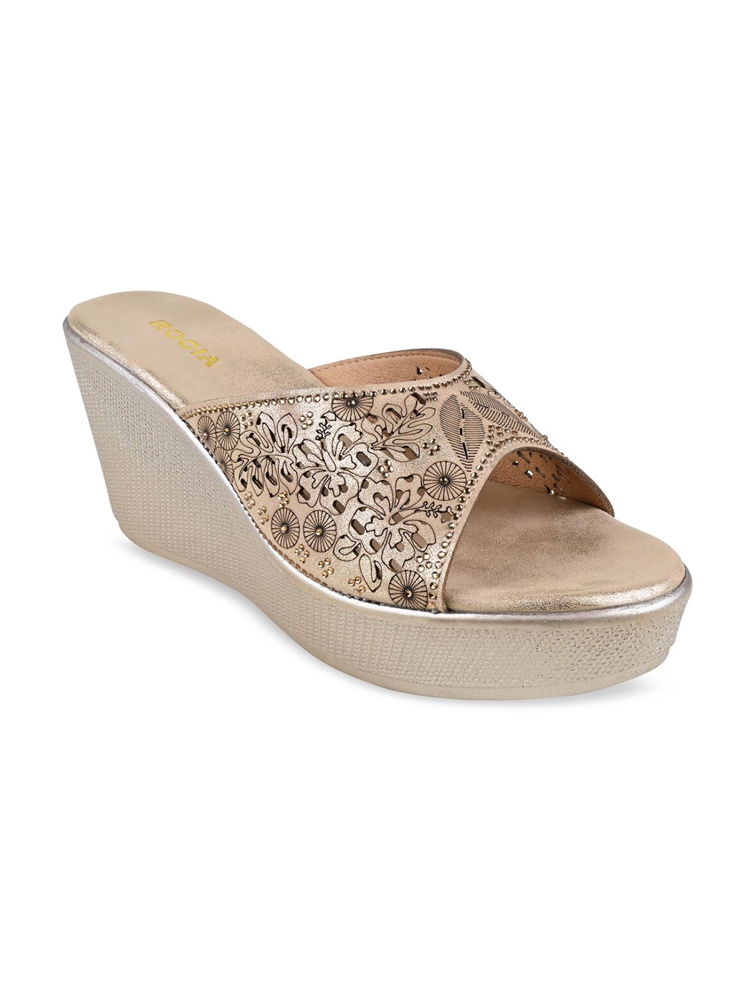 

Rocia Embellished Ethnic Wedge Heels, Gold