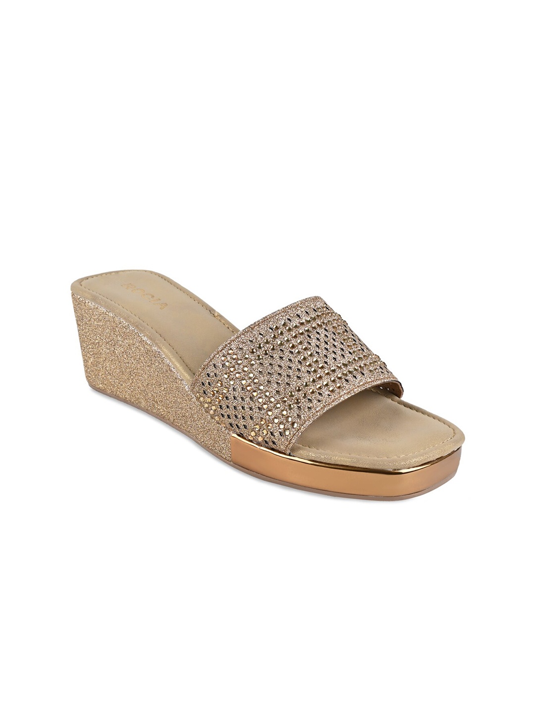

Rocia Embellished Ethnic Platform Heels, Gold