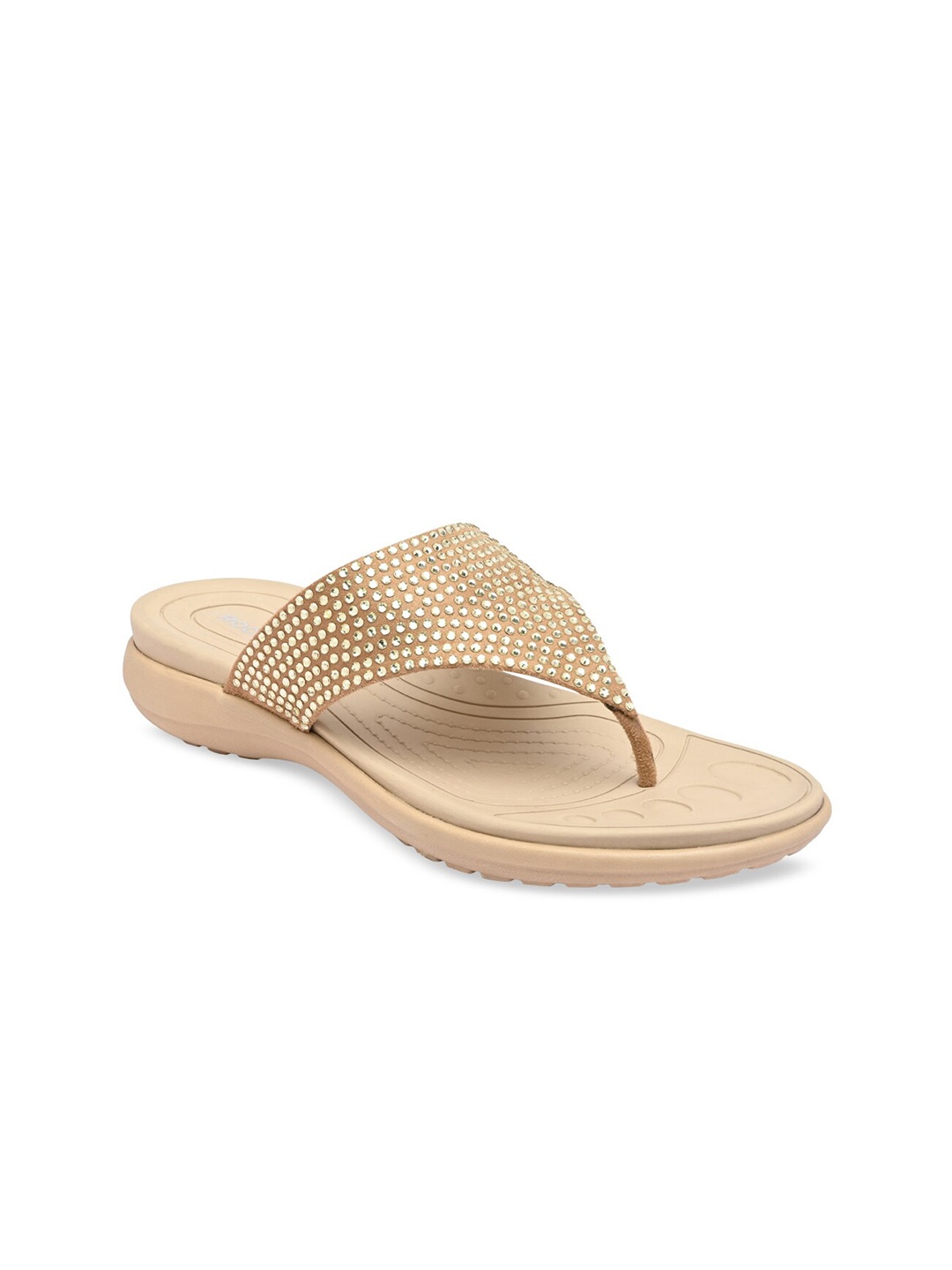 

Rocia Women Embellished T-Strap Flats, Beige