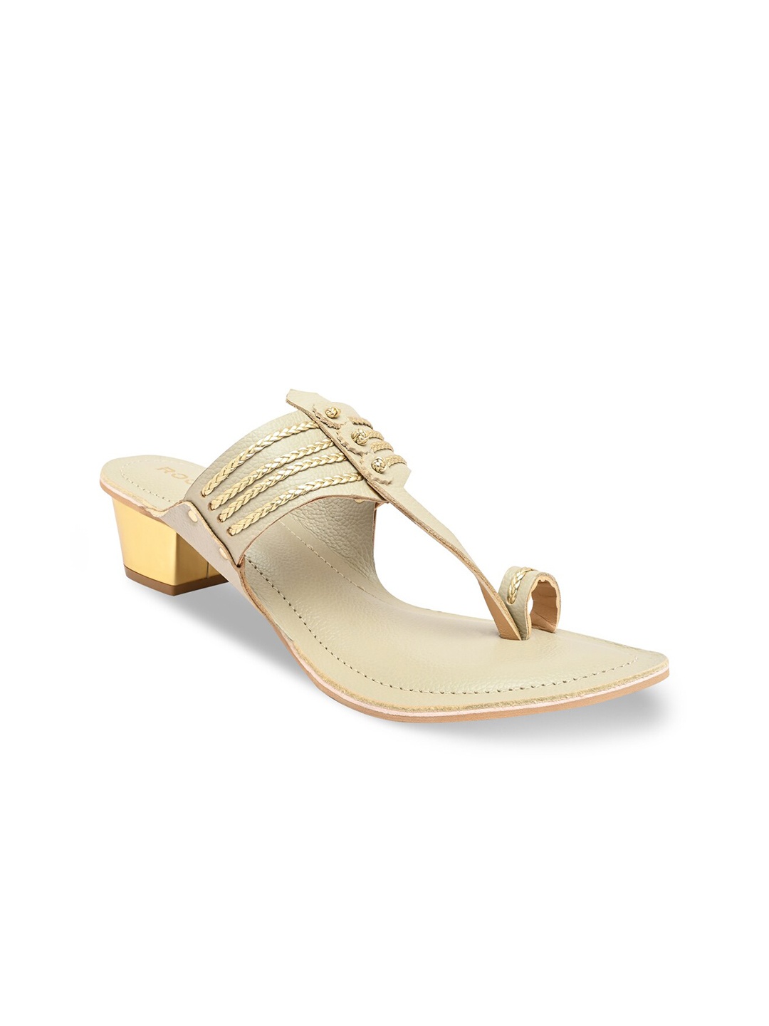 

Rocia Embellished Ethnic Block Heels, Taupe