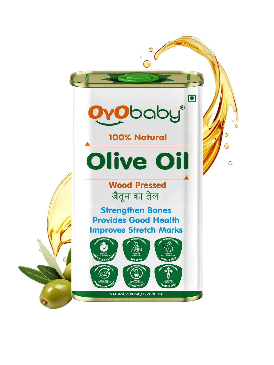 

OYO BABY Massage Extra Virgin Olive Oil - 200 ml, White