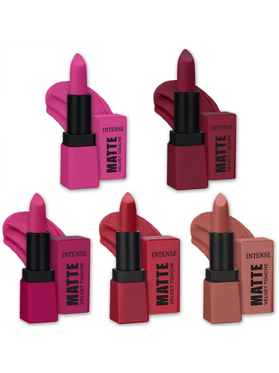 

PERPAA Set Of 5 Sensational Matte Intense Velvet Touche Lipstick with Vitamin E- 3.5g Each, Pink