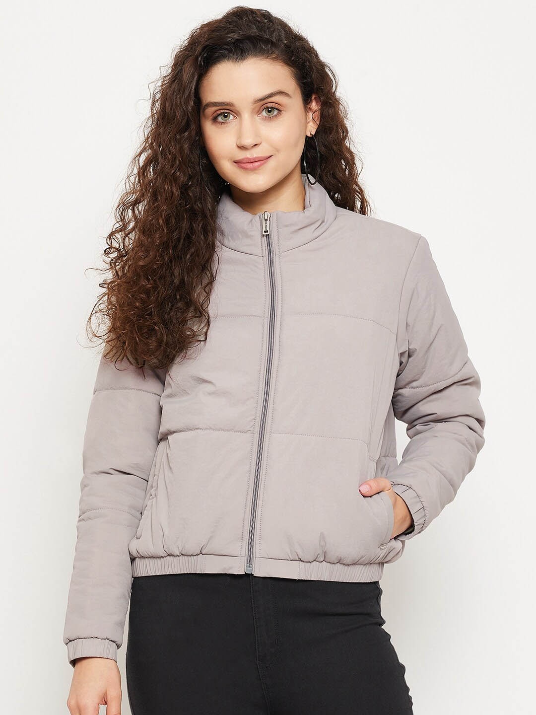 

Okane Women Mock Collar Lightweight Padded Jacket, Grey