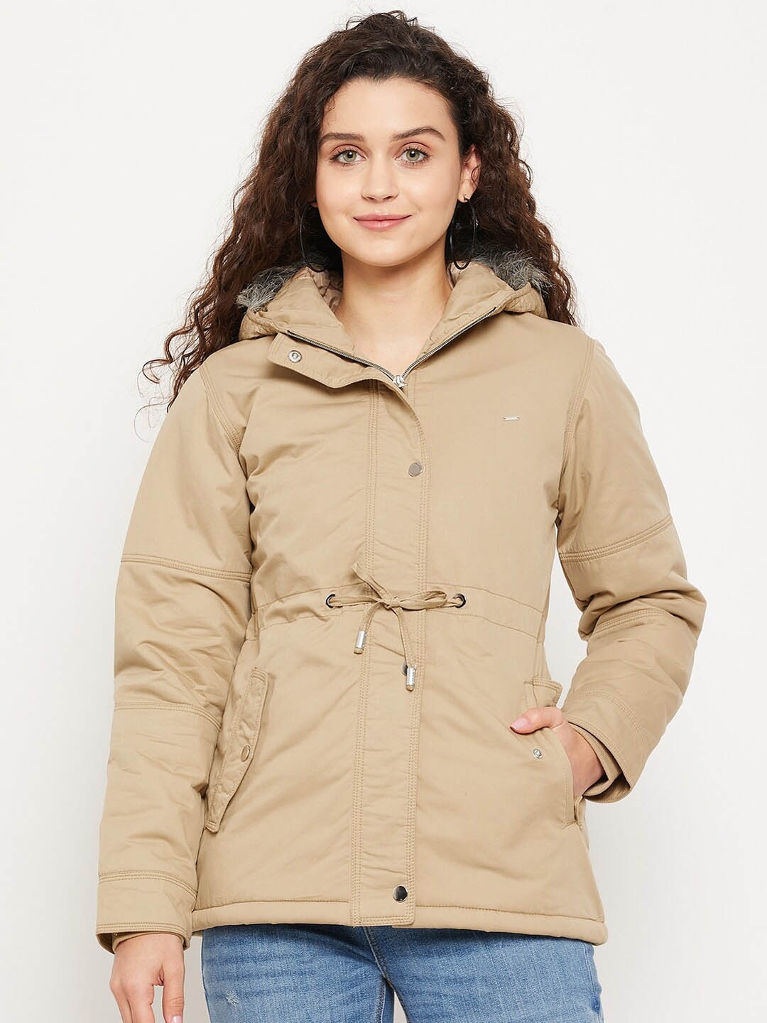 

Okane Women Cotton Lightweight Longline Parka Jacket, Cream