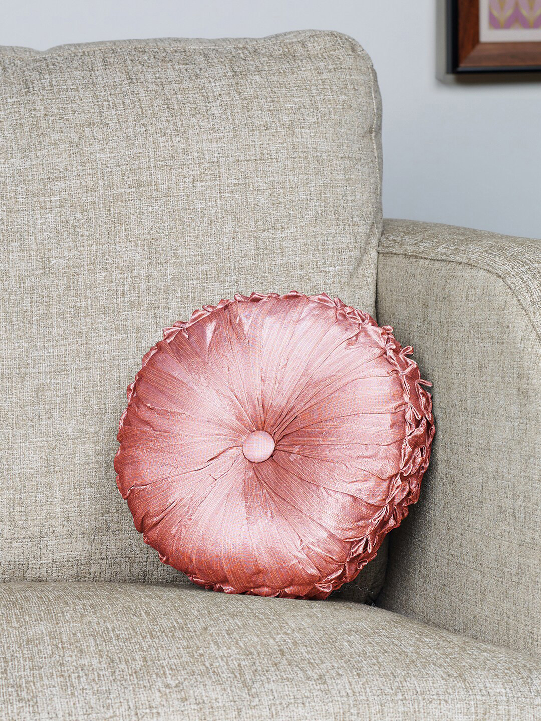 

HomeTown Pink Smocking Reversible Round Filled Cushion