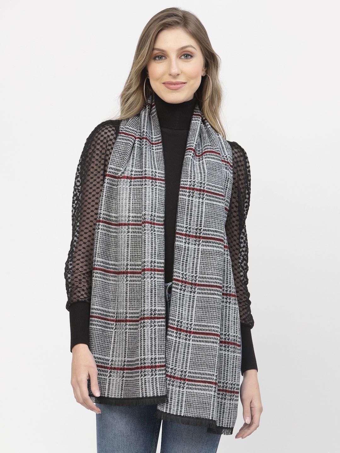 

Calvadoss Women Printed Long-Fit Mufflers, Grey